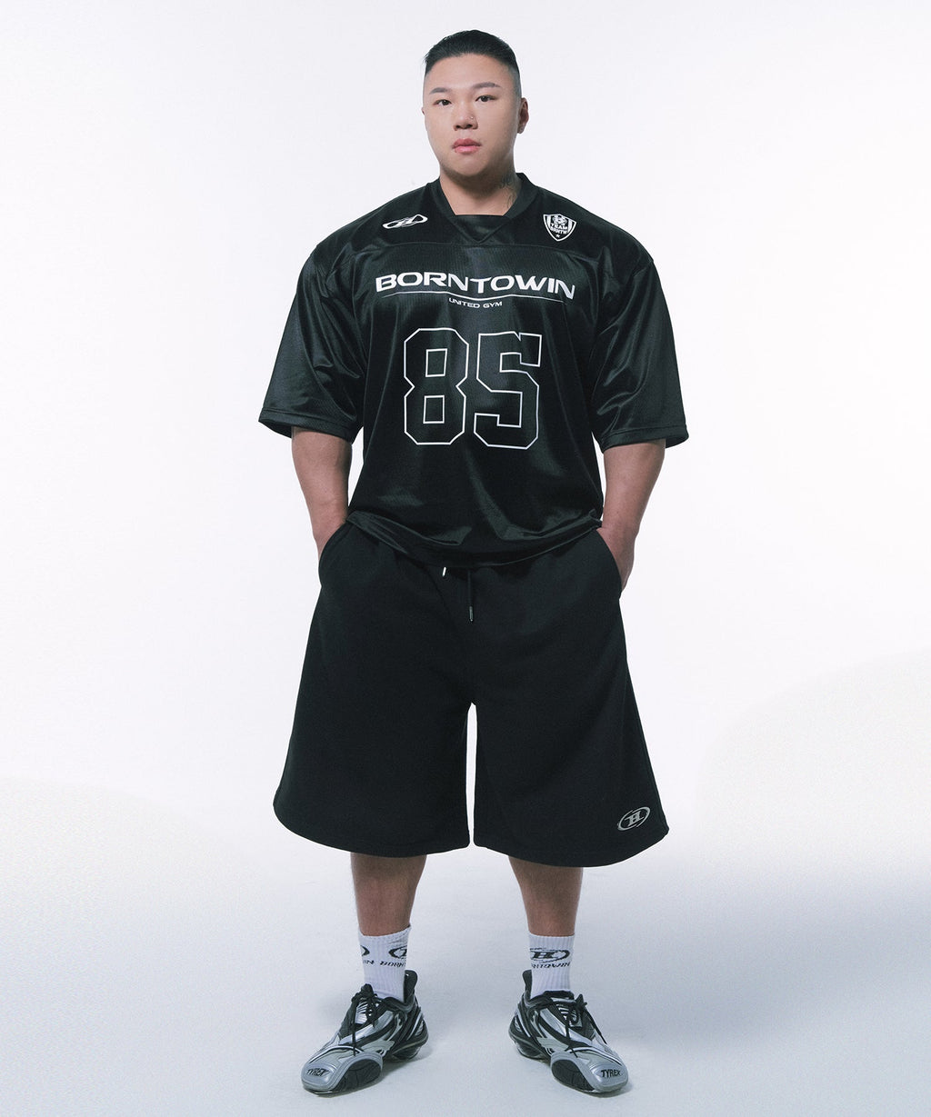 CHROME B LOGO HALF PANTS LONG VER [BLACK]