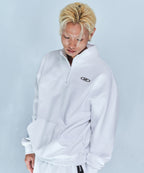 CHROME B HALF ZIP-UP SWEATSHIRTS [WHITE]