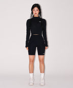 W SYMBOL B MESH HALF ZIP-UP LONG SLEEVE [BLACK]