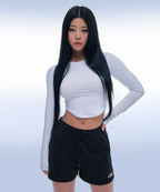 TRACK LINE PIN TUCK JERSEY SHORTS