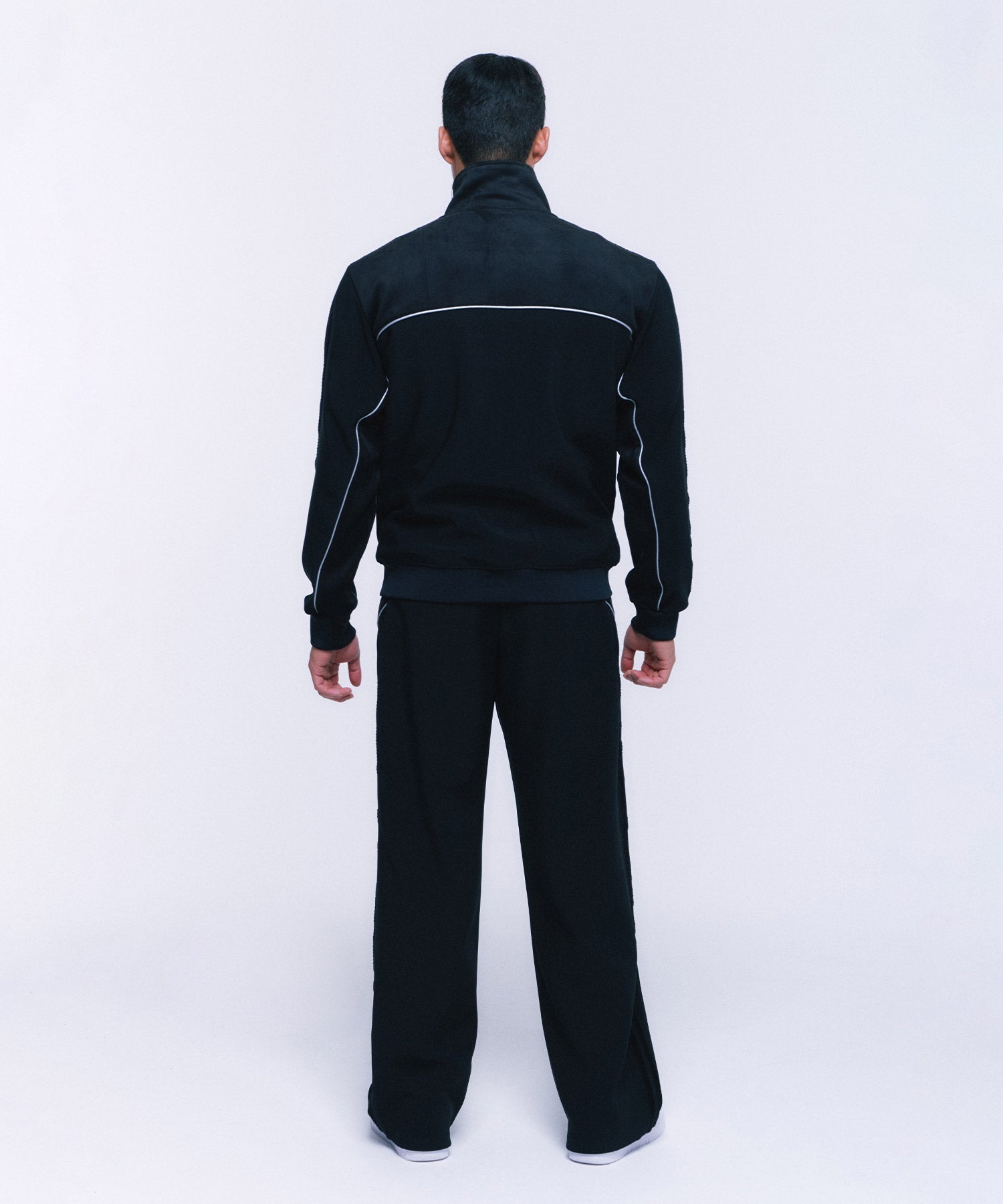 SUEDE SILVER LINE JERSEY WIDE PANTS [BLACK]