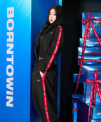 CHROME B RED LINE SEMI WIDE PANTS [BLACK]