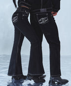 VELVET STRAIGHT DENIM PANTS