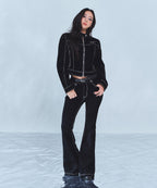 VELVET DENIM CROP JACKET