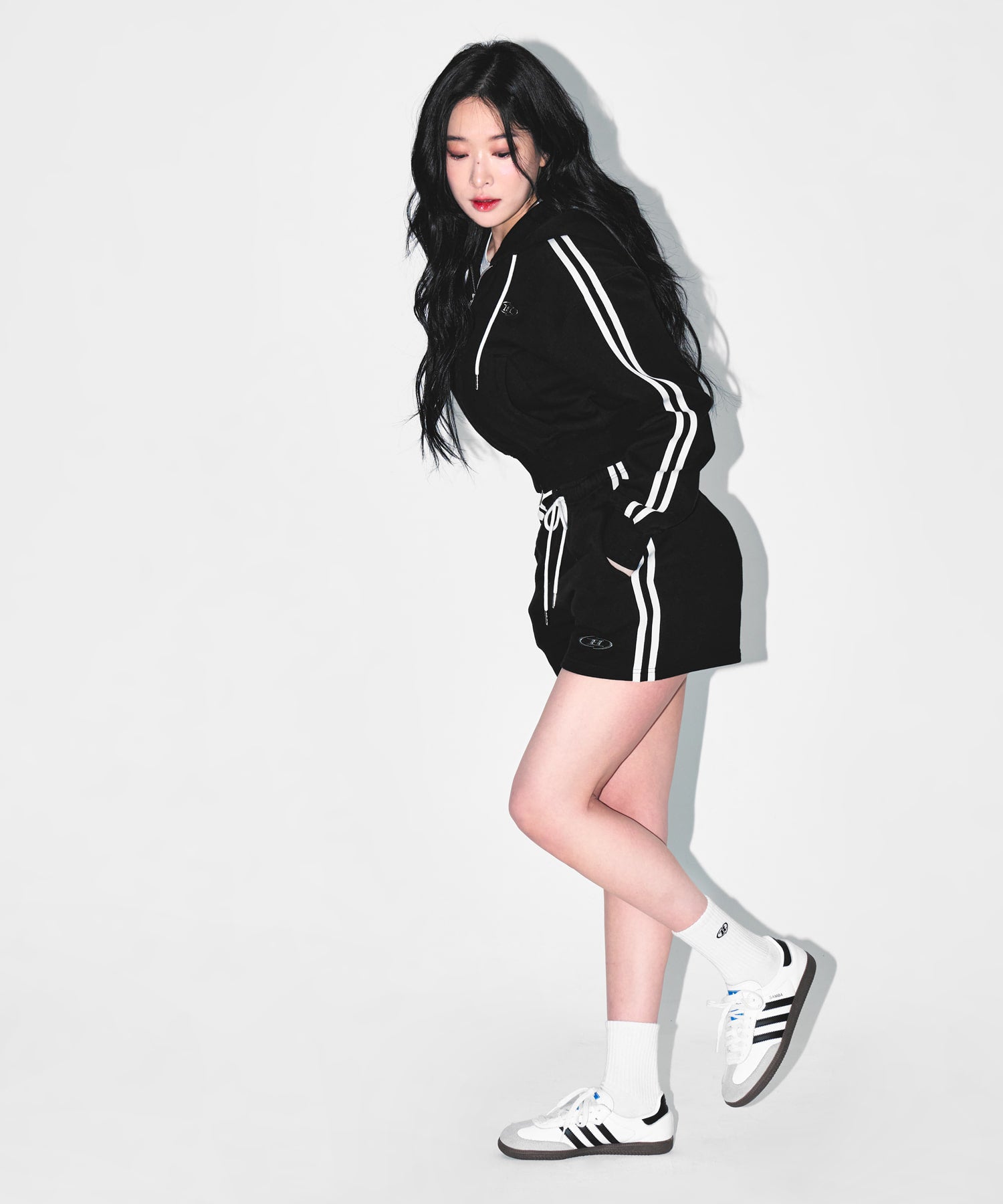 W CHROME B TRACK LINE SHORTS [BLACK] Main image