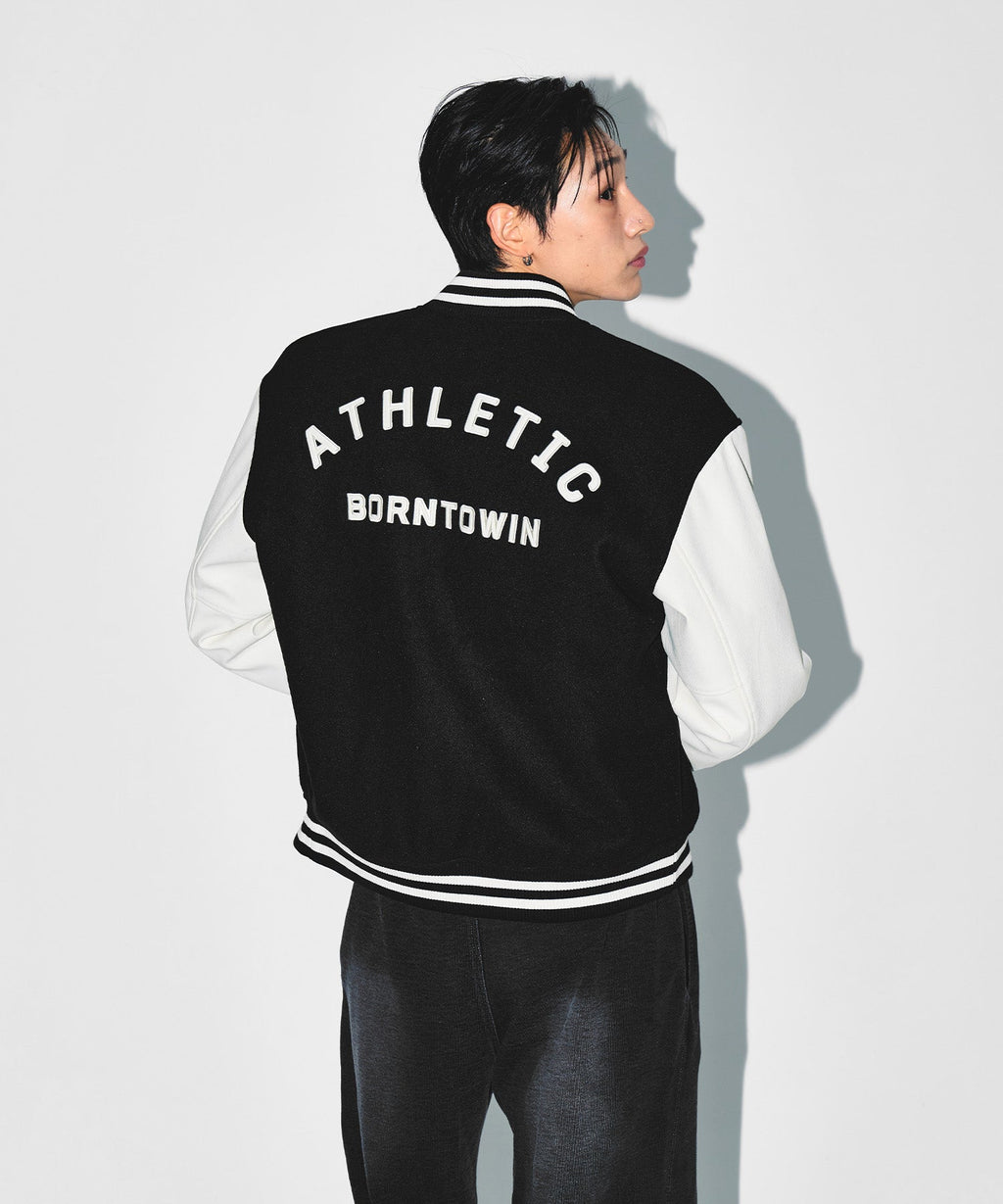 ATHLETIC VARSITY QUILTED JACKET [BLACK]