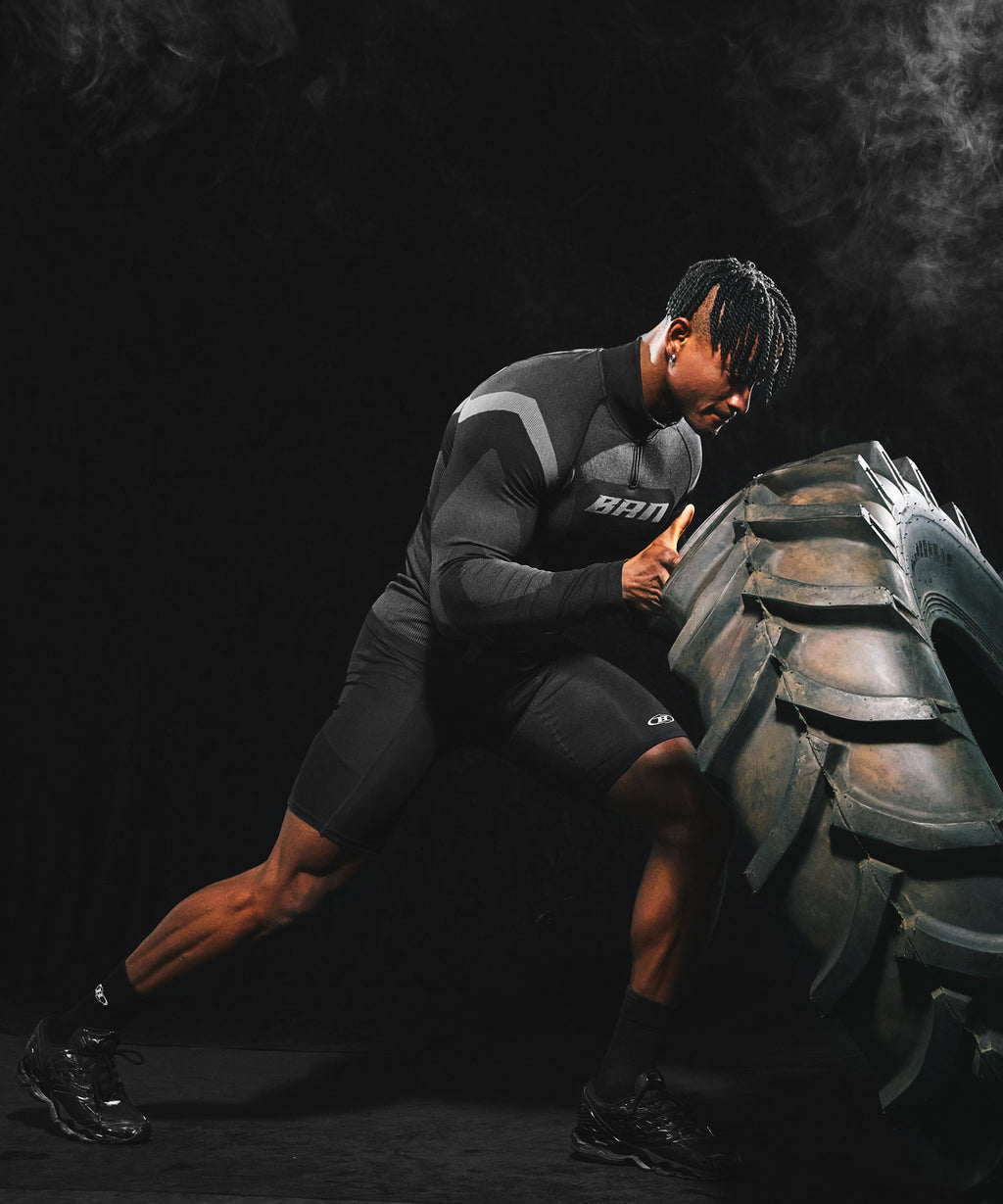 BRN ECLIPSE SEAMLESS HALF ZIP UP LONG SLEEVE [BLACK]