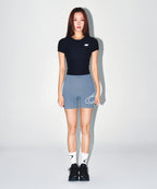 W FITNESS RIBBED T-SHIRTS [BLACK]