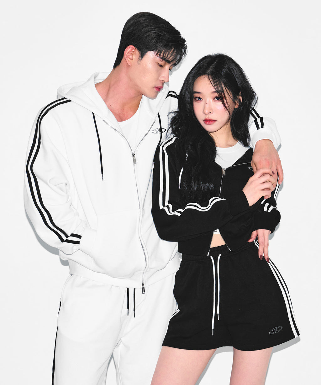 CHROME B TRACK LINE HOODIE [WHITE]