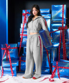 W CHROME B RED LINE CROP HOODIE ZIP UP [MELANGE GRAY]