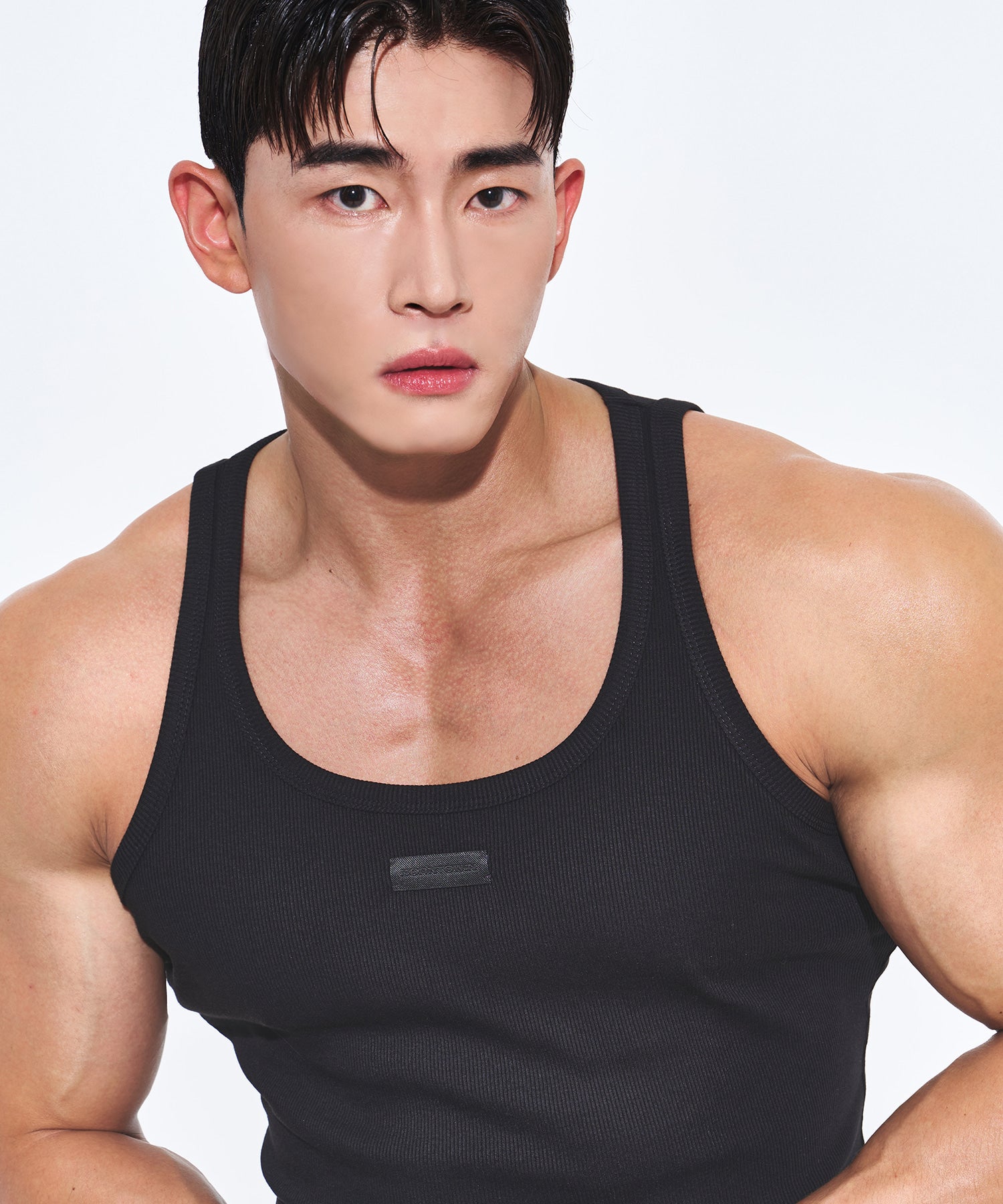 ESSENTIAL SLIM RIBBED SLEEVELESS [BLACK] Main image