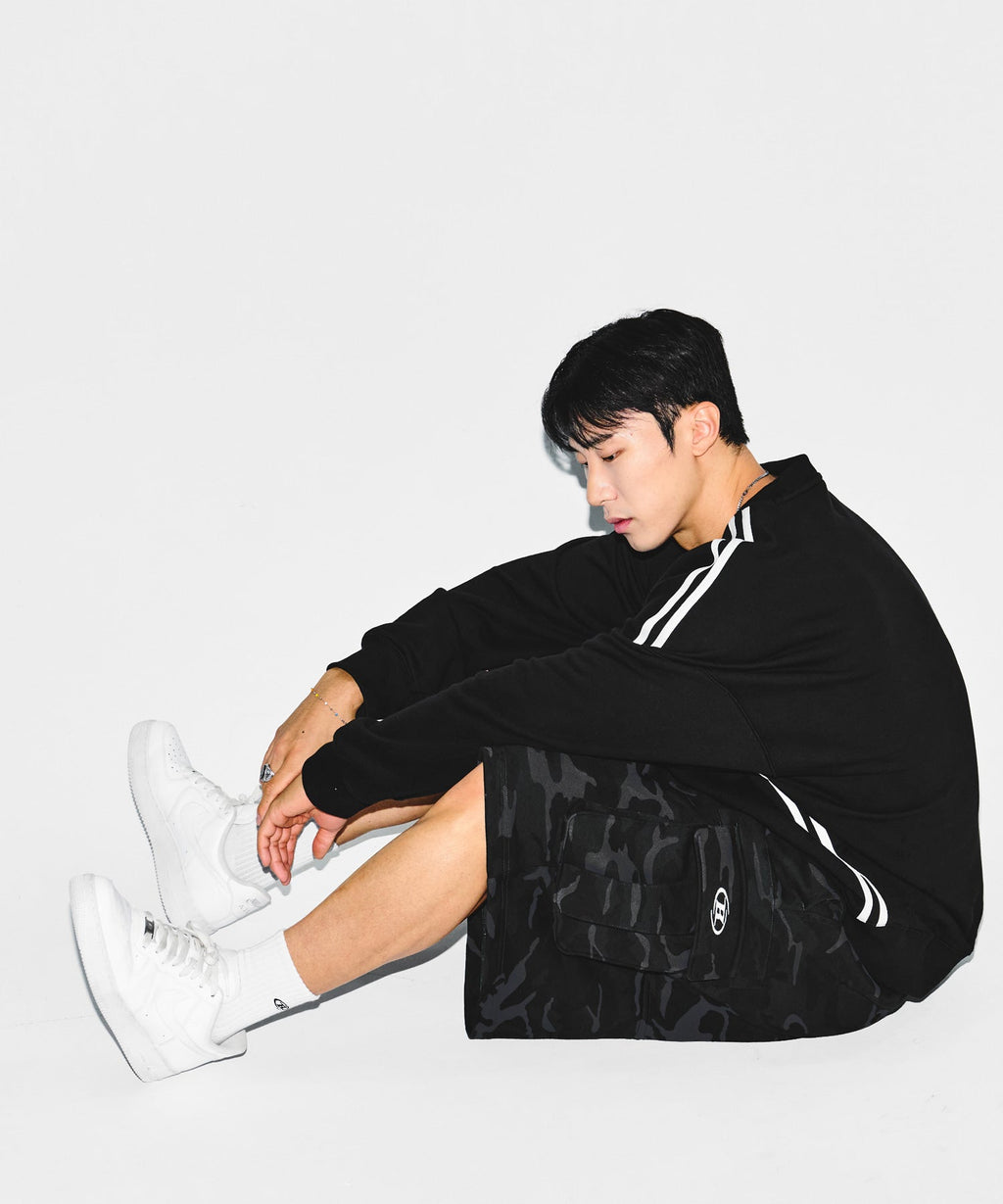 WINNER CAMO CARGO BERMUDA PANTS [BLACK CAMO]