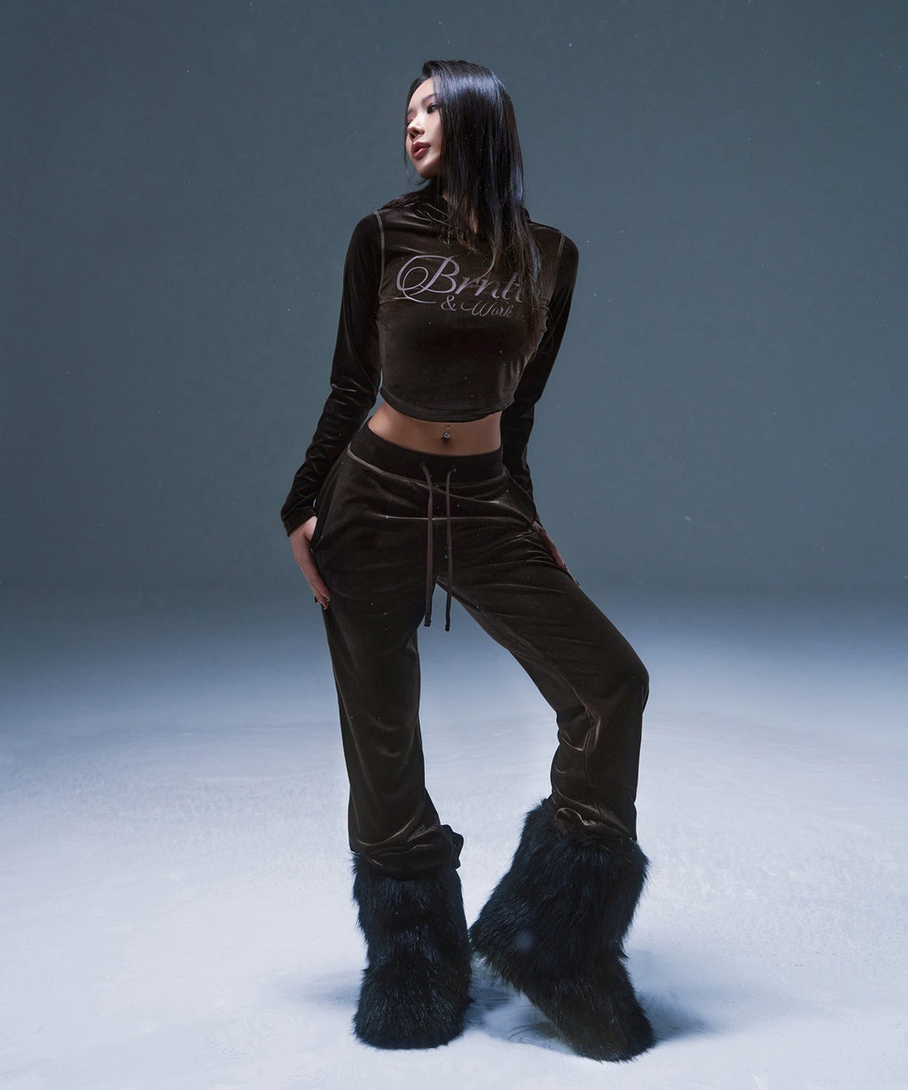 W DOUBLE B VELVET BOOTS CUT PANTS [BLACK]