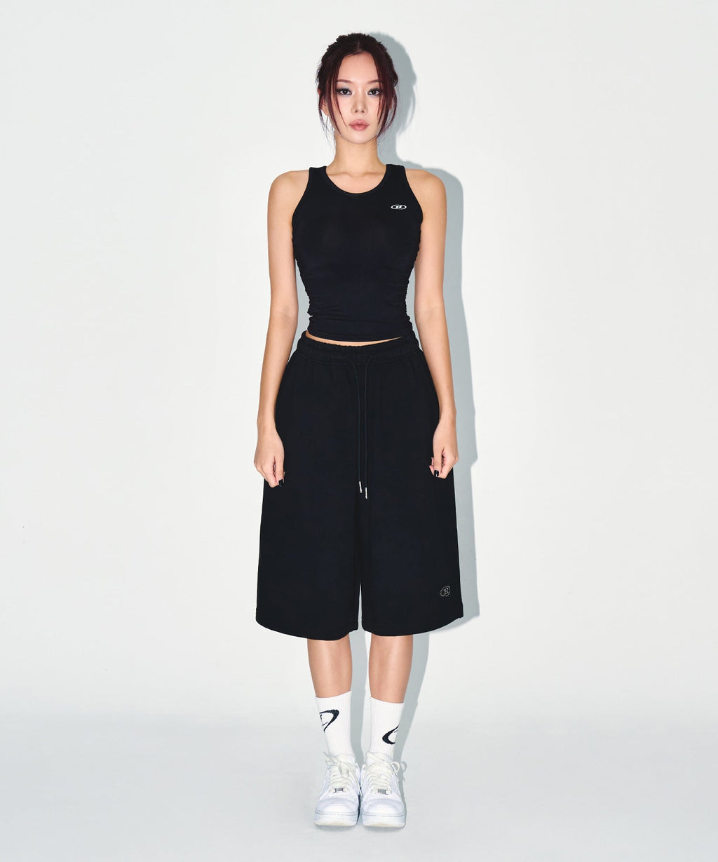 W SILVER B BERMUDA PANTS [BLACK]