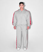CHROME B RED LINE HOODIE ZIP-UP [MELANGE GRAY]