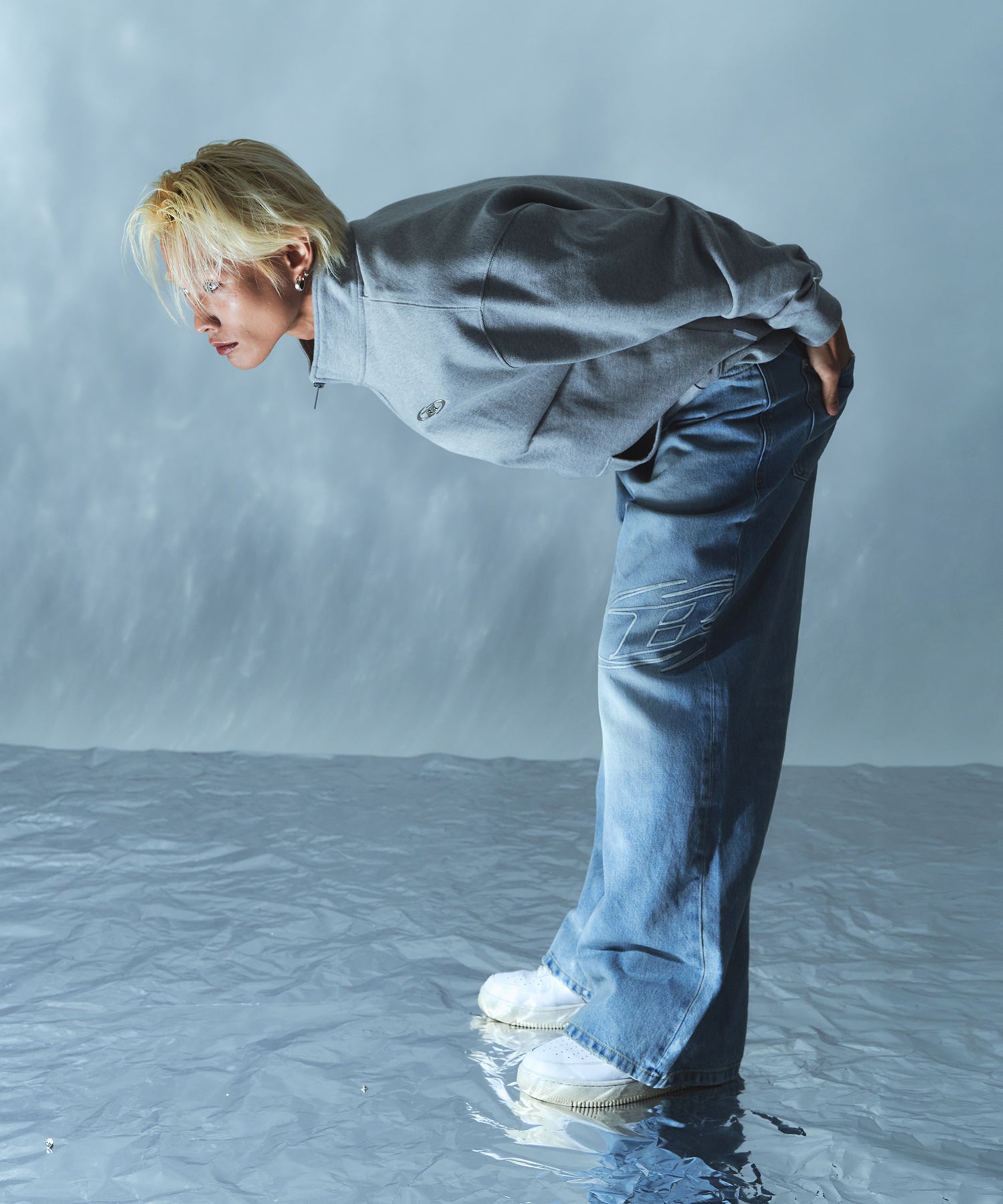 STROKE B WASHED WIDE DENIM PANTS