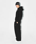 CHROME B FLEECE SEMI WIDE PANTS [BLACK]