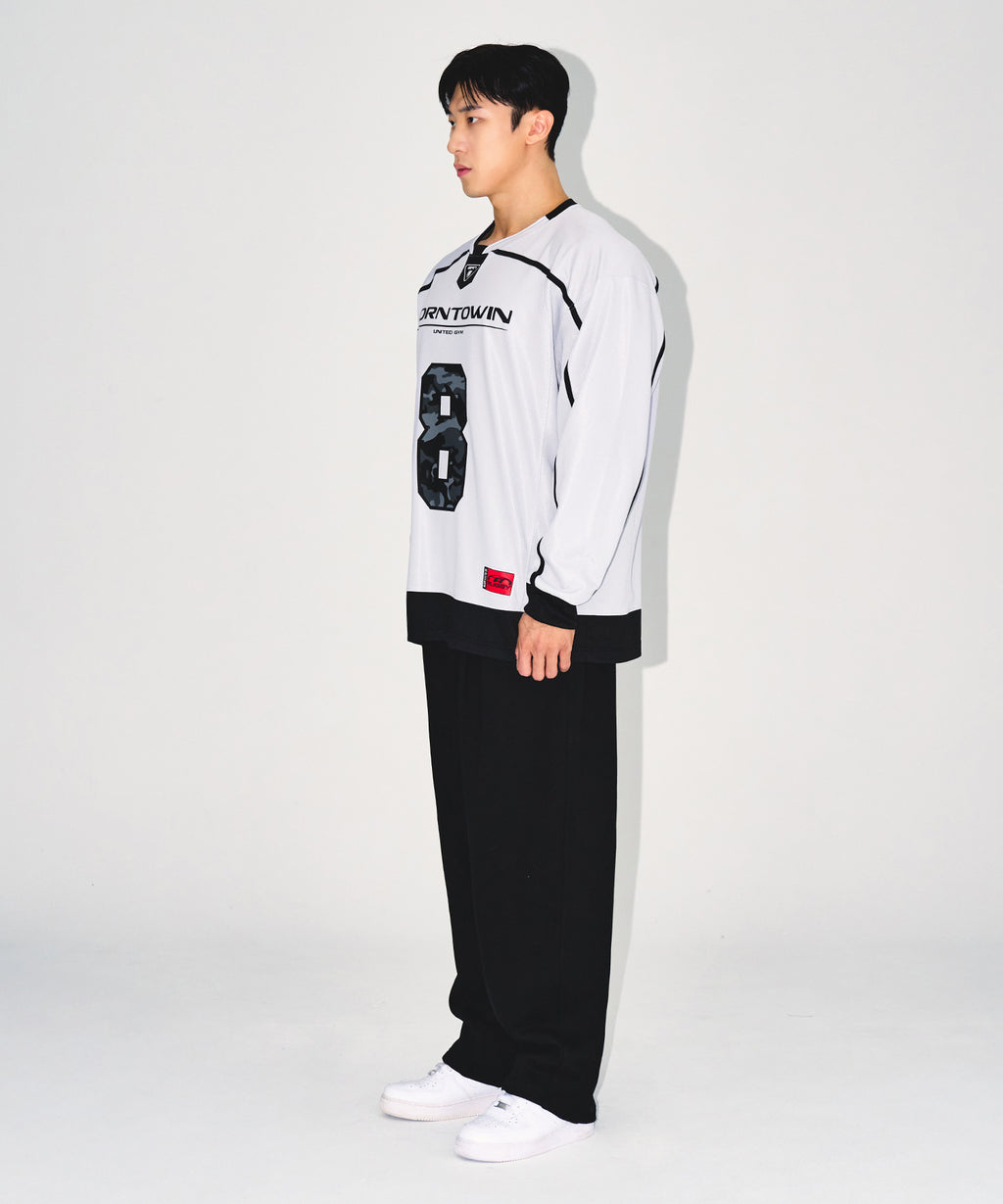 LINE TAPING RUGBY LONG SLEEVE [SILVER]