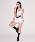 W CROSS BACK BRA TOP [WHITE]