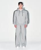 CHROME B TRACK LINE HOODIE [MELANGE GREY]