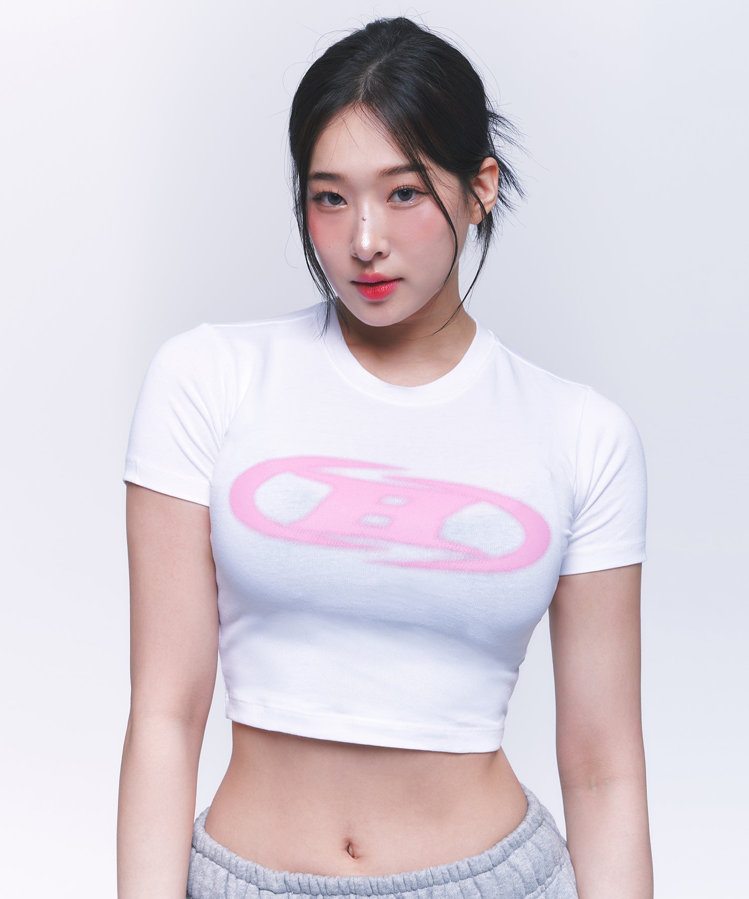 BLUR LOGO CROP TOP [IVORY]