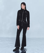 VELVET DENIM SLIM BOOTS CUT PANTS