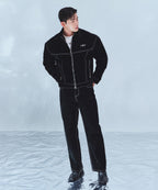 VELVET STRAIGHT DENIM PANTS