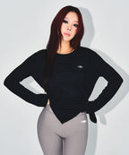 W MODAL TIE LONG SLEEVE [BLACK]