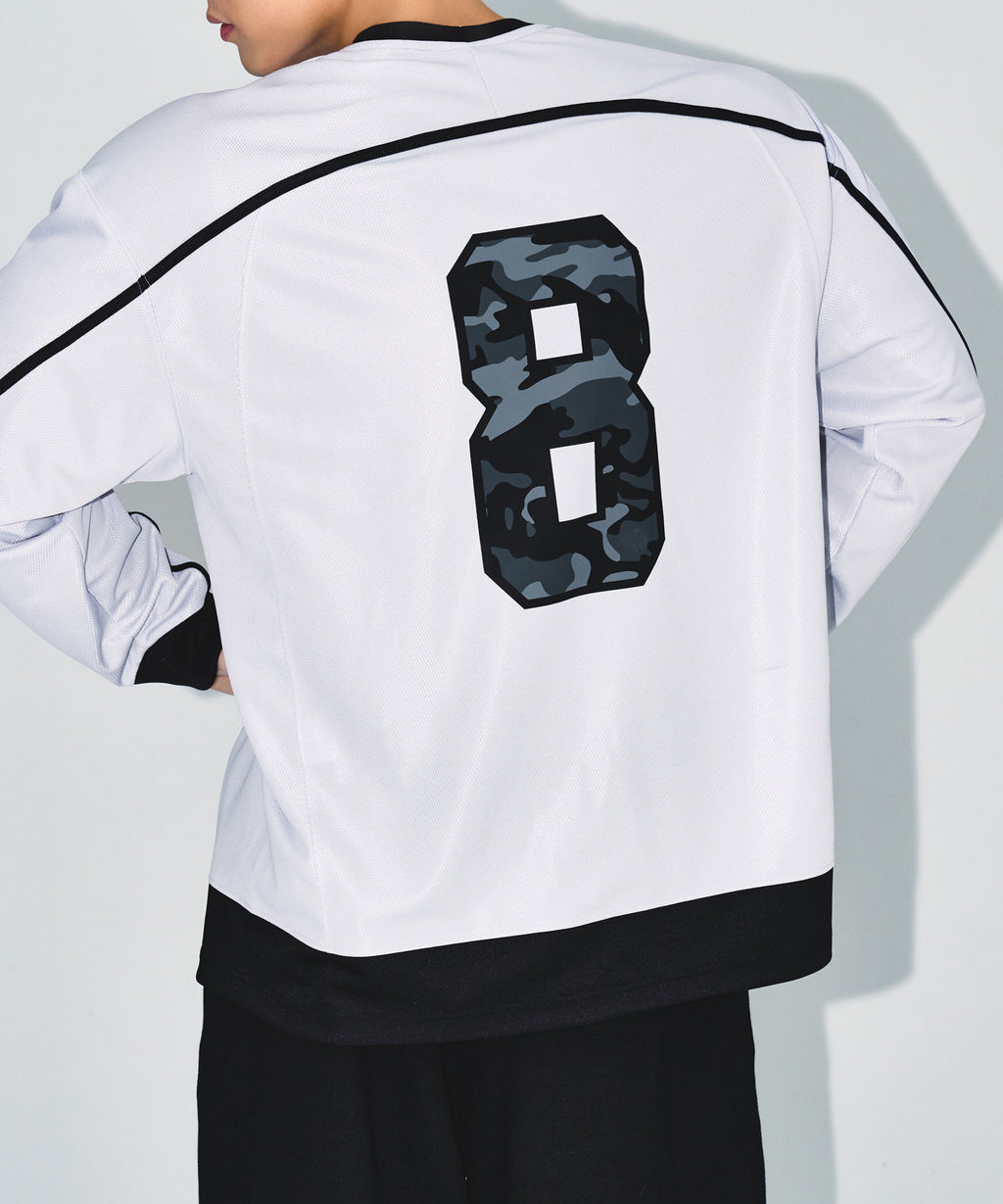 LINE TAPING RUGBY LONG SLEEVE [SILVER]