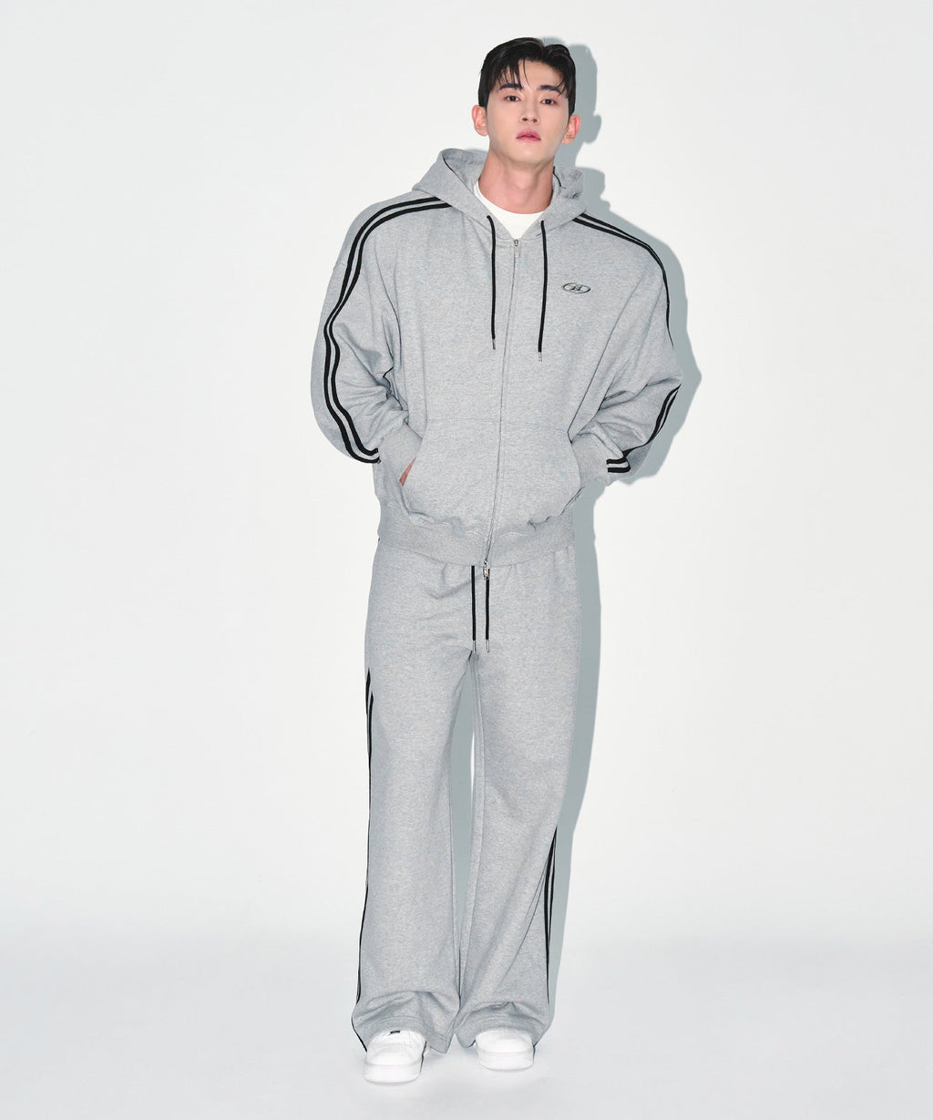 CHROME B TRACK LINE HOODIE [MELANGE GREY]