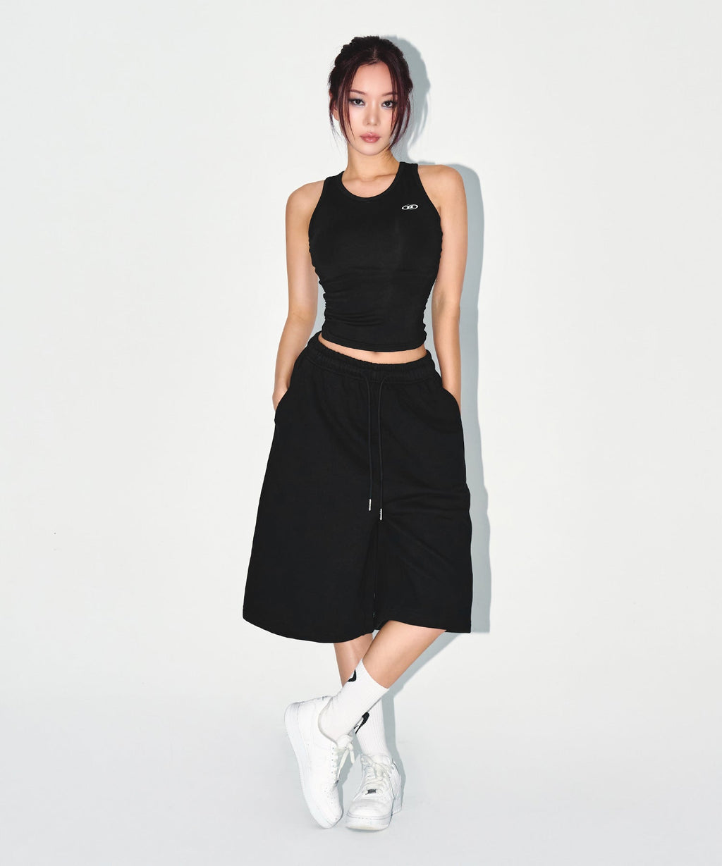 W SILVER B BERMUDA PANTS [BLACK]