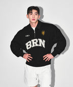 BRN ARCH HALF ZIP UP SWEATSHIRTS [BLACK]