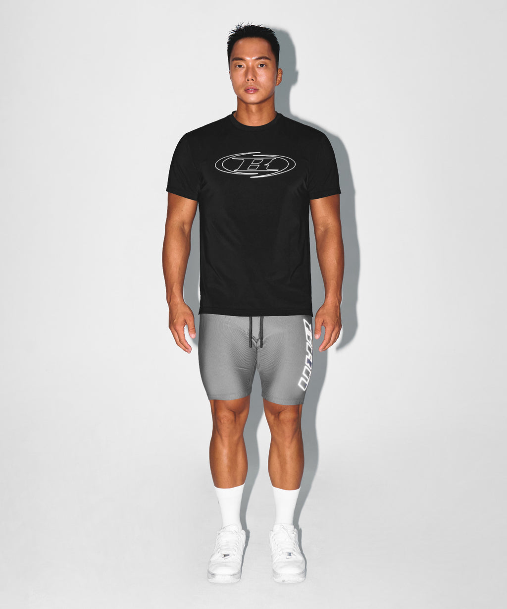 BRN SIDE LOGO SHORT LEGGINGS [CHARCOAL]