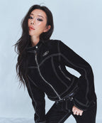 VELVET DENIM CROP JACKET