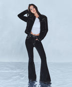 VELVET DENIM CROP JACKET