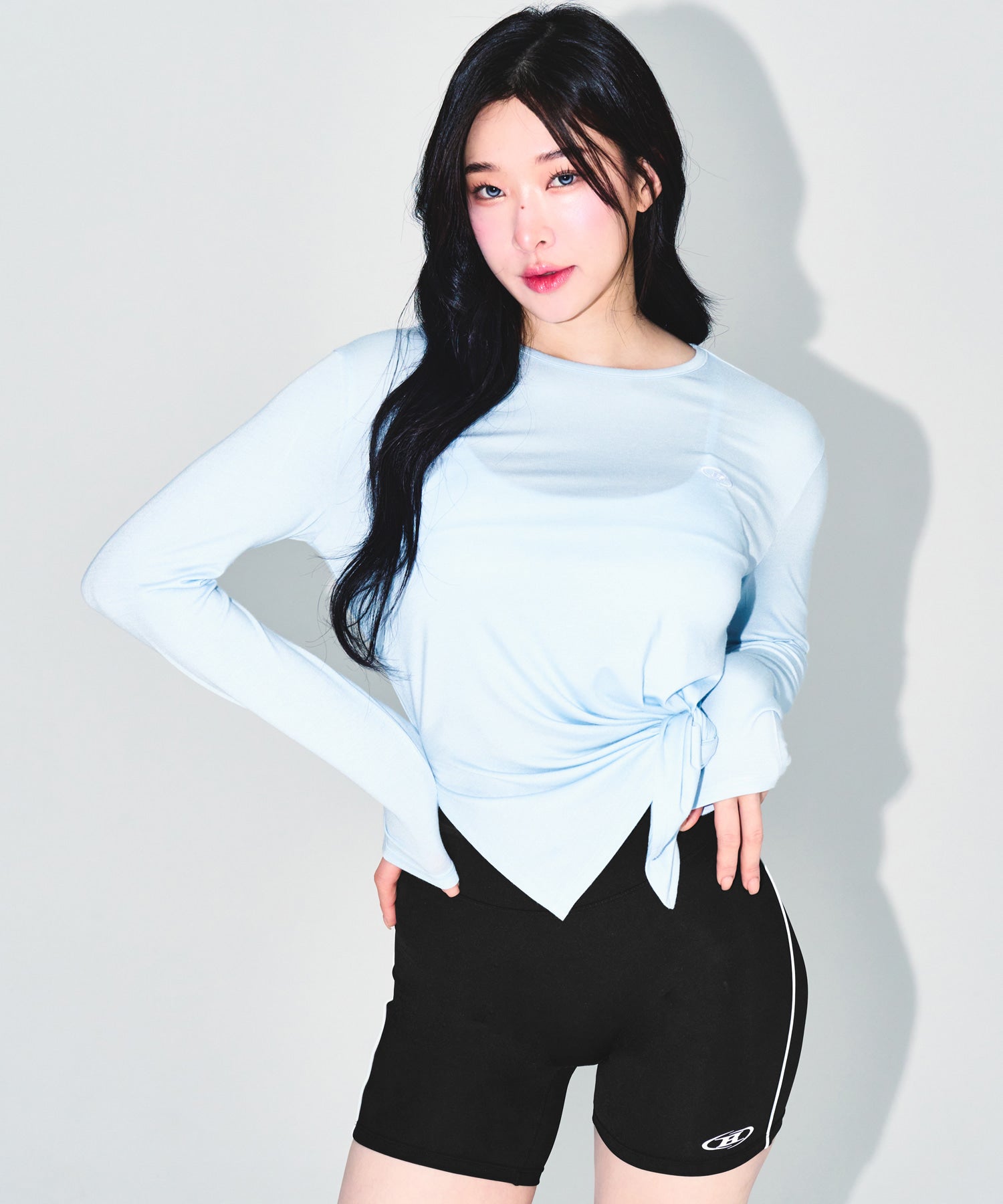 W MODAL TIE LONG SLEEVE [SKY BLUE] Main image