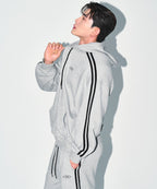 CHROME B TRACK LINE HOODIE [MELANGE GREY]