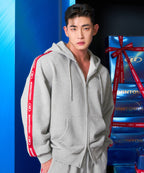 CHROME B RED LINE HOODIE ZIP-UP [MELANGE GRAY]