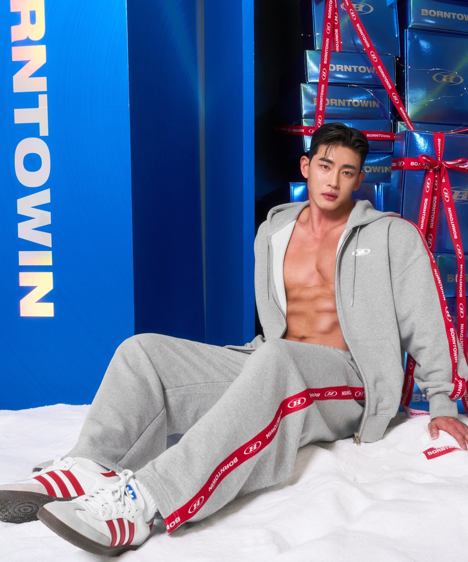 CHROME B RED LINE SEMI WIDE PANTS [MELANGE GRAY] Main image