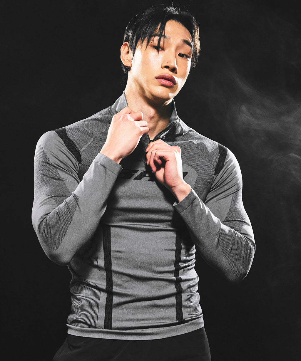 BRN ECLIPSE SEAMLESS HALF ZIP UP LONG SLEEVE [CHARCOAL]