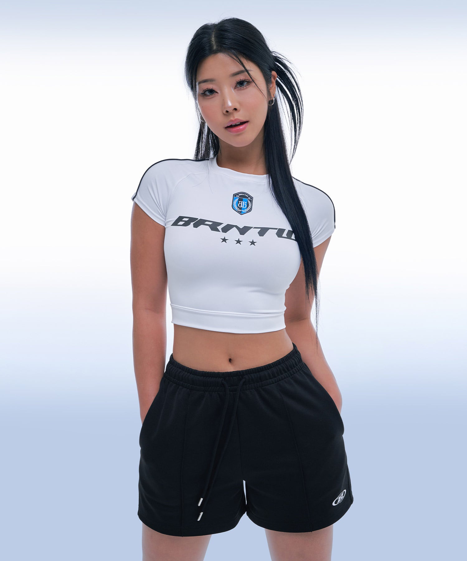 TRACK LINE PIN TUCK JERSEY SHORTS
