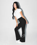 W STROKE B FLEECE BOOTS CUT LEGGINGS [BLACK]