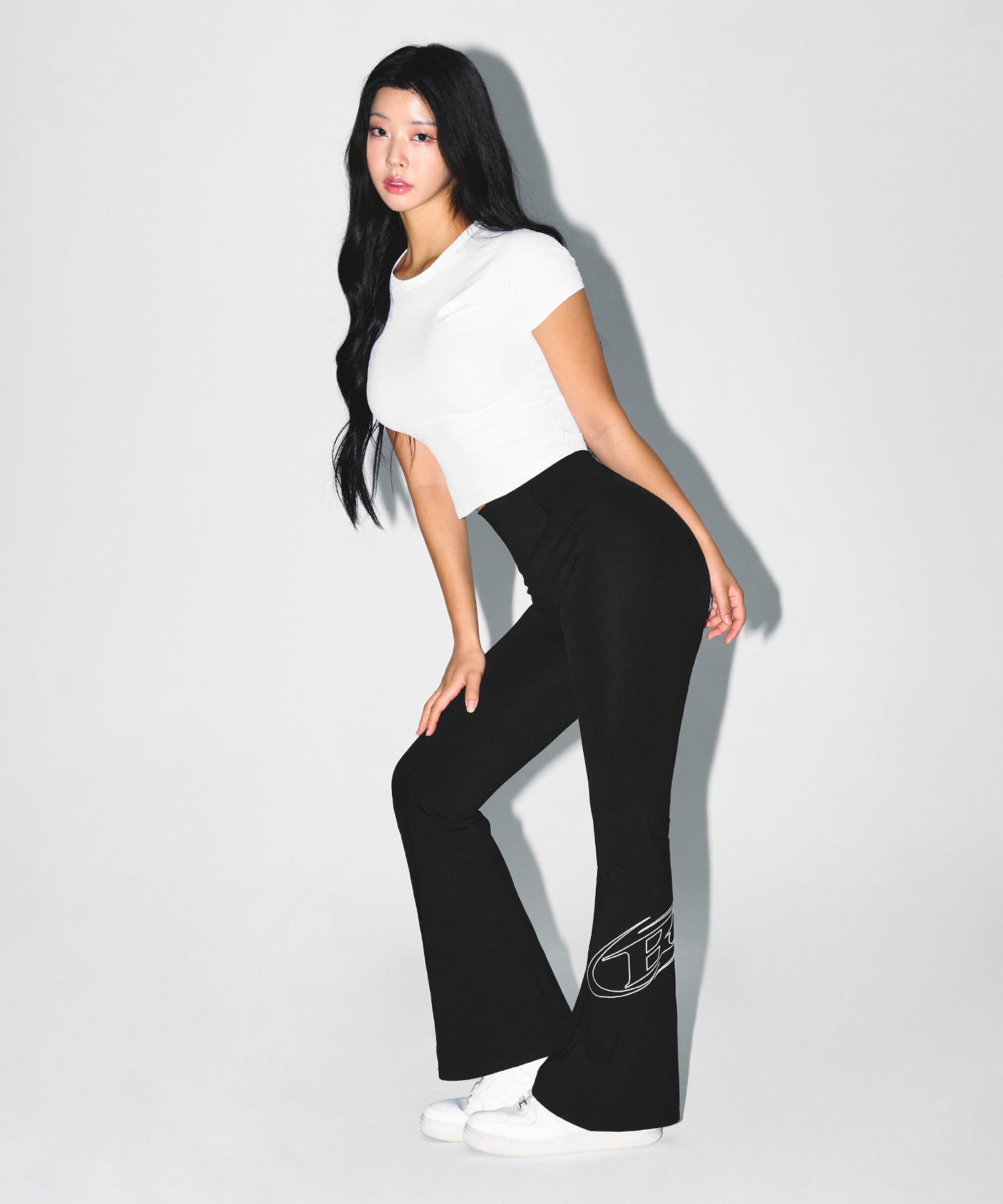 W STROKE B FLEECE BOOTS CUT LEGGINGS [BLACK]