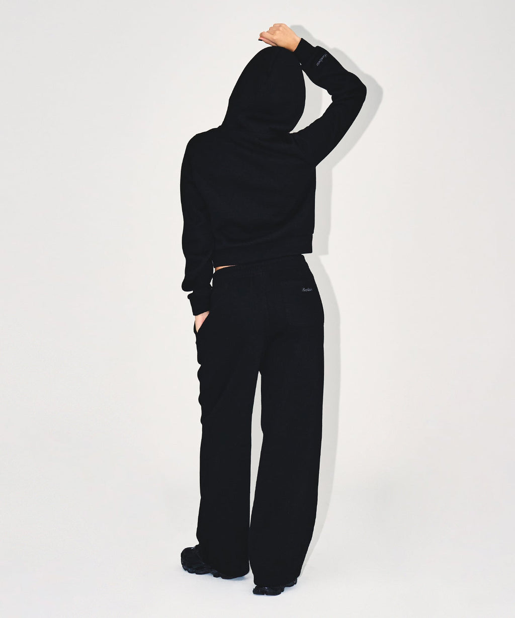 W KNIT LIKE SEMI WIDE PANTS [BLACK]