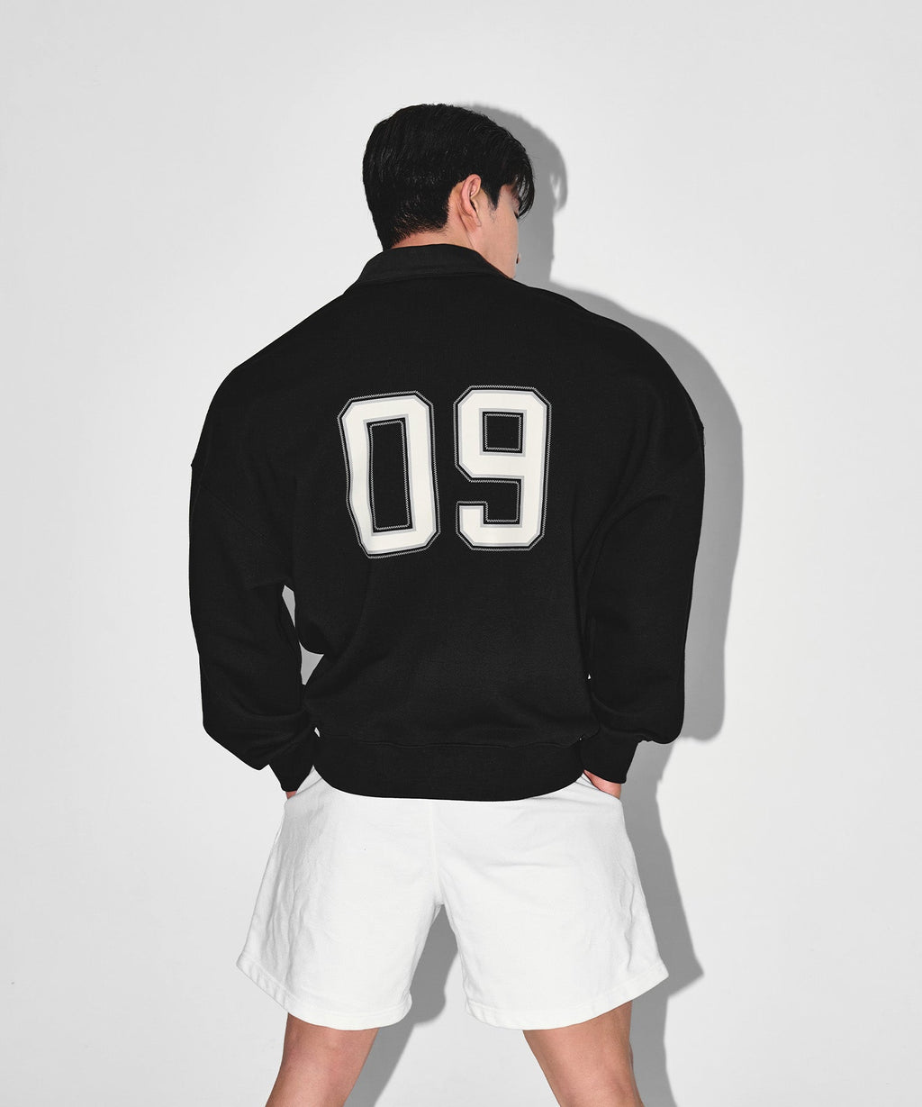 BRN ARCH HALF ZIP UP SWEATSHIRTS [BLACK]