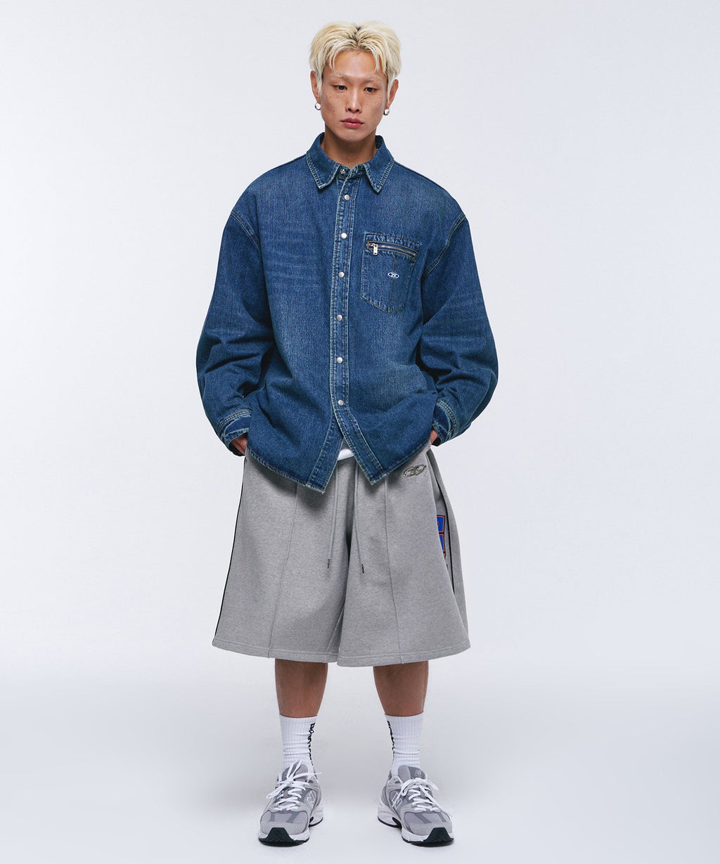 SIDE TWO TUCK BERMUDA PANTS [MELANGE GREY]