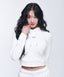 W B PENDANT COTTON CROP HOODIE [WHITE]