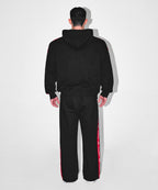 CHROME B RED LINE SEMI WIDE PANTS [BLACK]