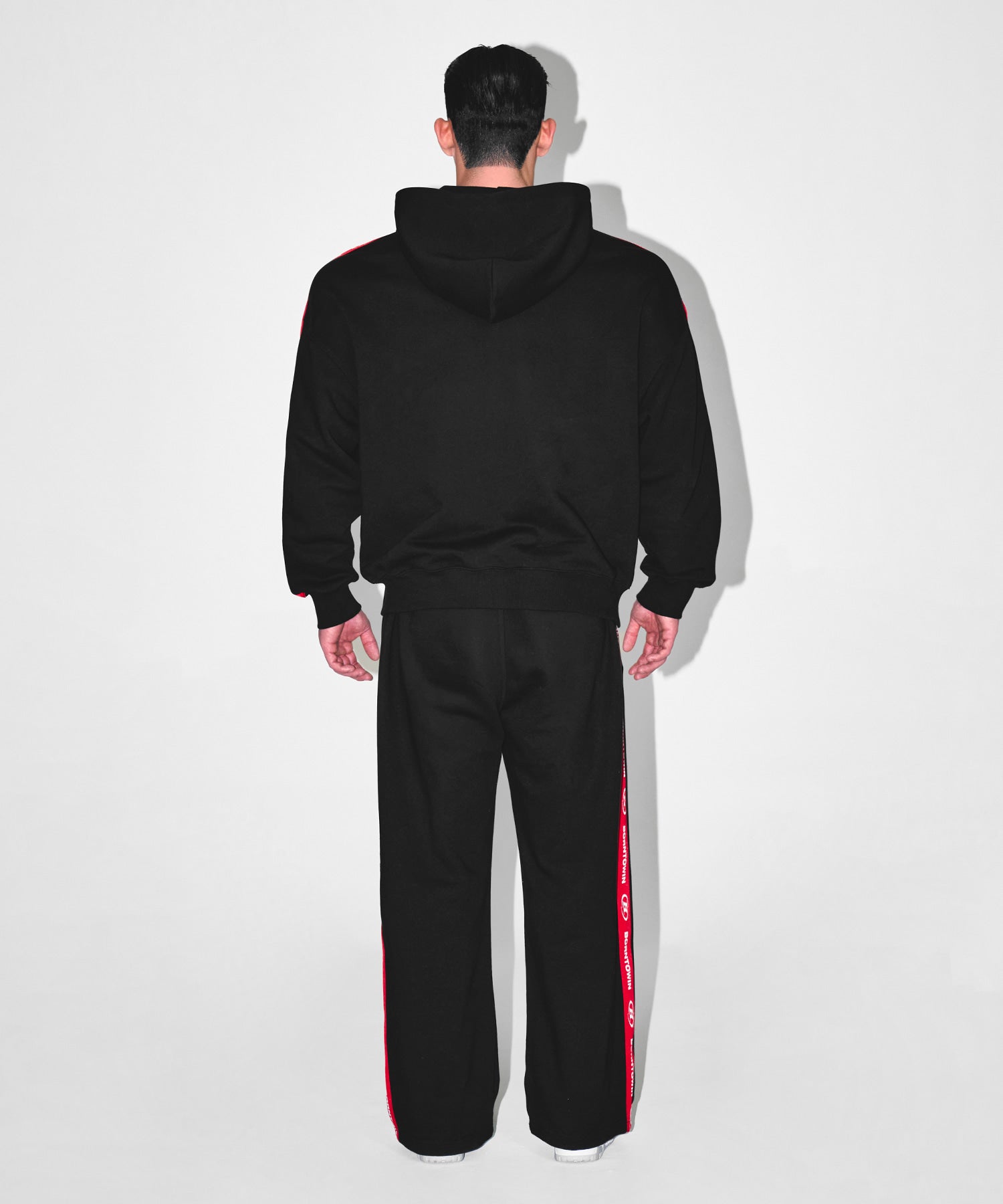CHROME B RED LINE SEMI WIDE PANTS [BLACK]