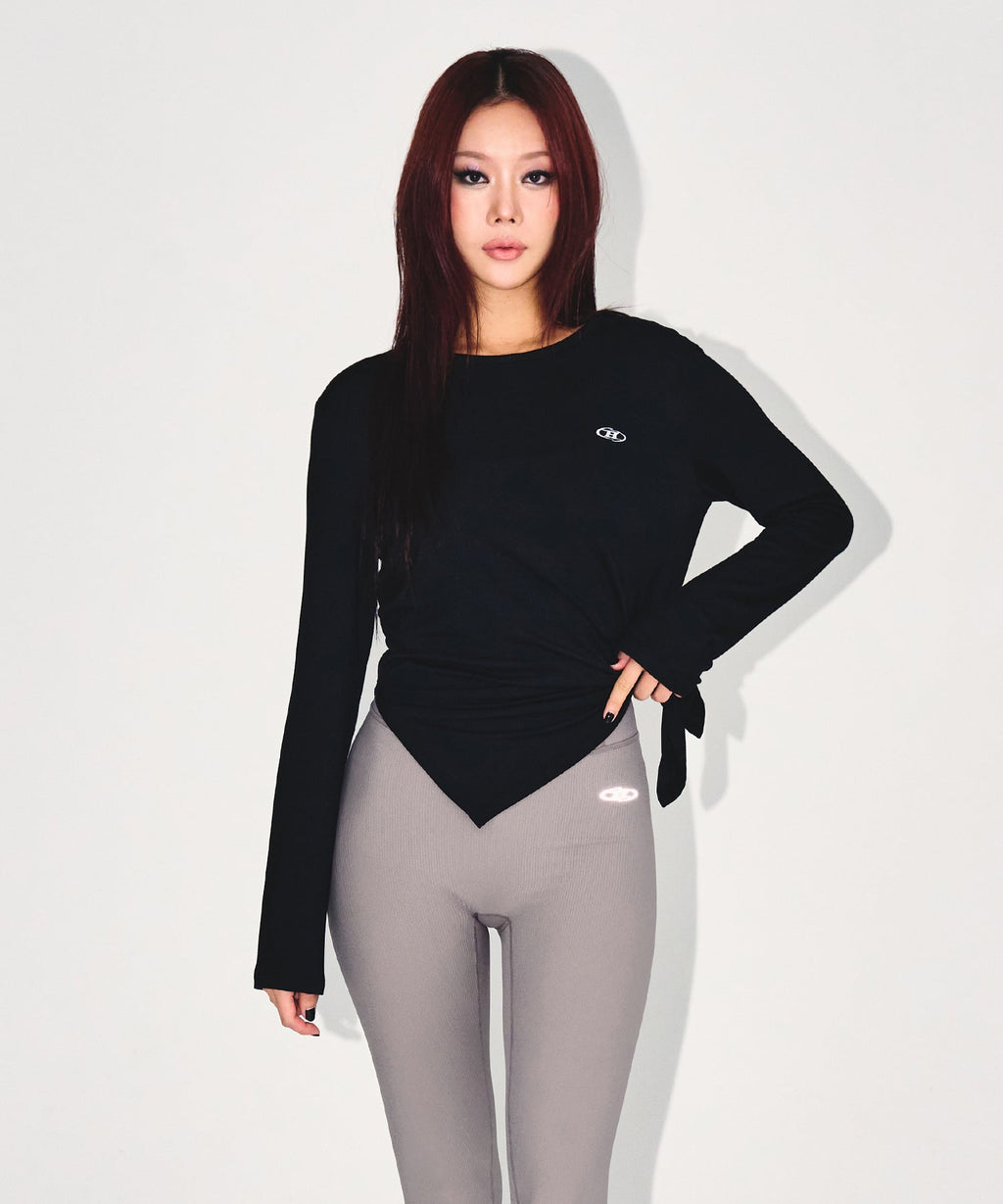 W MODAL TIE LONG SLEEVE [BLACK]